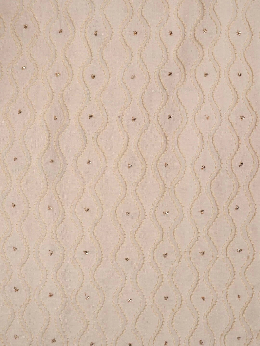 Ada Hand Embroidered Cream Modal Lucknowi Chikankari Unstitched Kurta Dupatta Set With Muqaish Work 01A260039