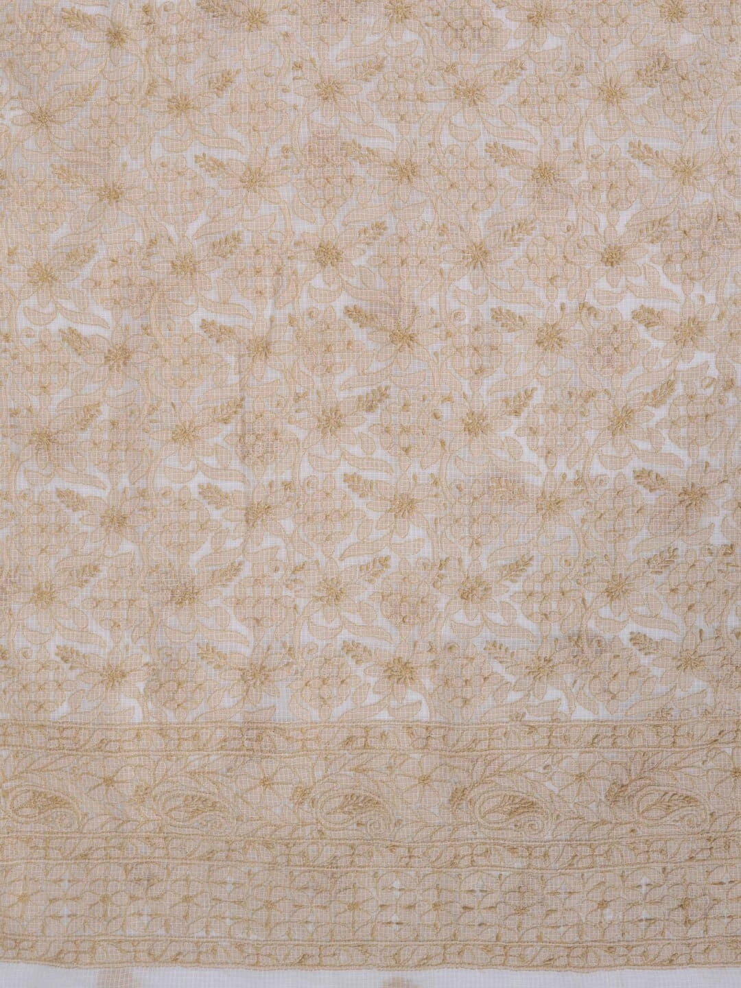 Ada Hand Embroidered White Kota Lucknowi Chikankari Unstitched Kurta Dupatta Set 01A219556