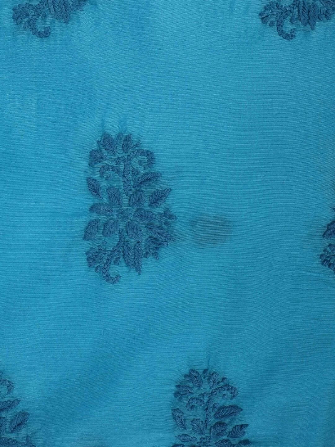 Ada Hand Embroidered Shappire Blue Chanderi Lucknowi Chikankari Unstitched Kurta Dupatta Set 01A237329