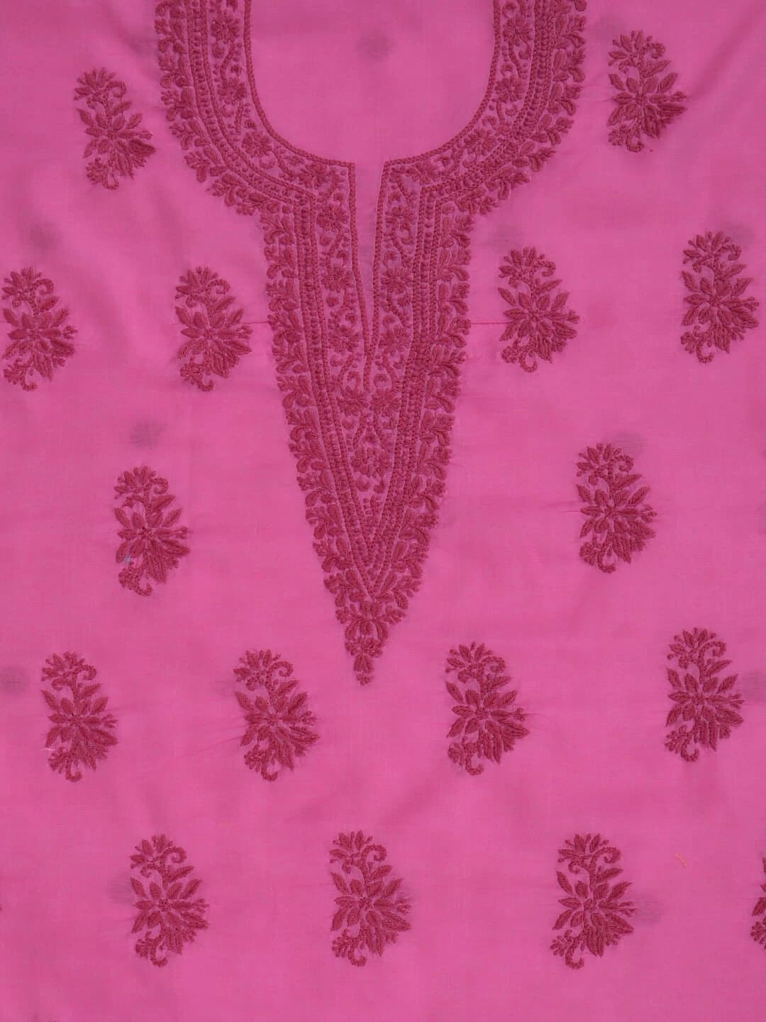 Ada Hand Embroidered Pink Chanderi Lucknowi Chikankari Unstitched Kurta Dupatta Set 01A237343