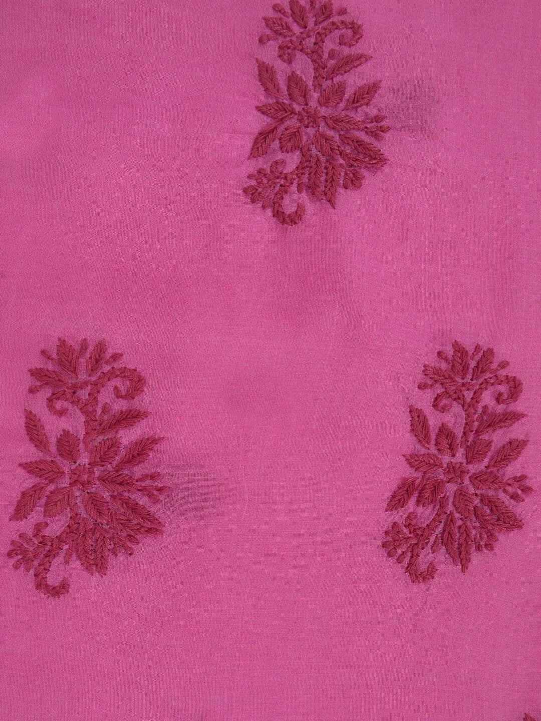 Ada Hand Embroidered Pink Chanderi Lucknowi Chikankari Unstitched Kurta Dupatta Set 01A237343