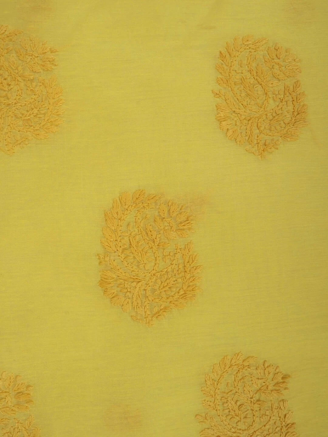 Ada Hand Embroidered Yellow Chanderi Lucknowi Chikankari Unstitched Kurta Dupatta Set 01A253829