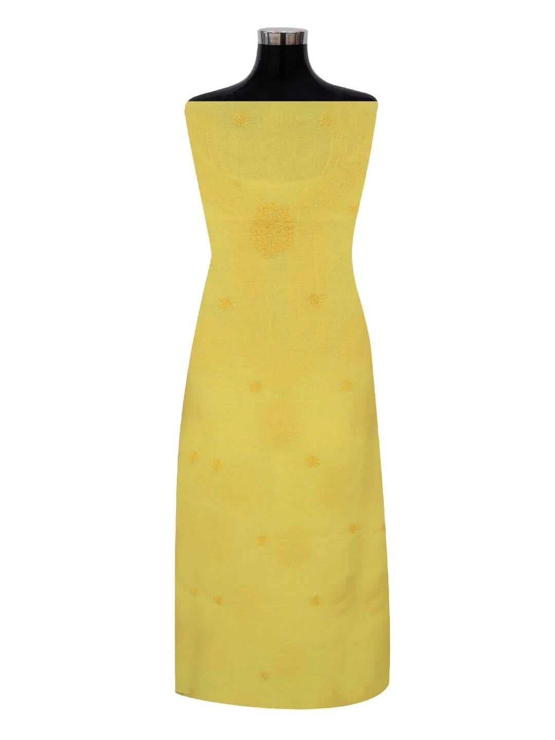 Ada Hand Embroidered Yellow Chanderi Lucknowi Chikankari Unstitched Kurta Dupatta Set 01A253829