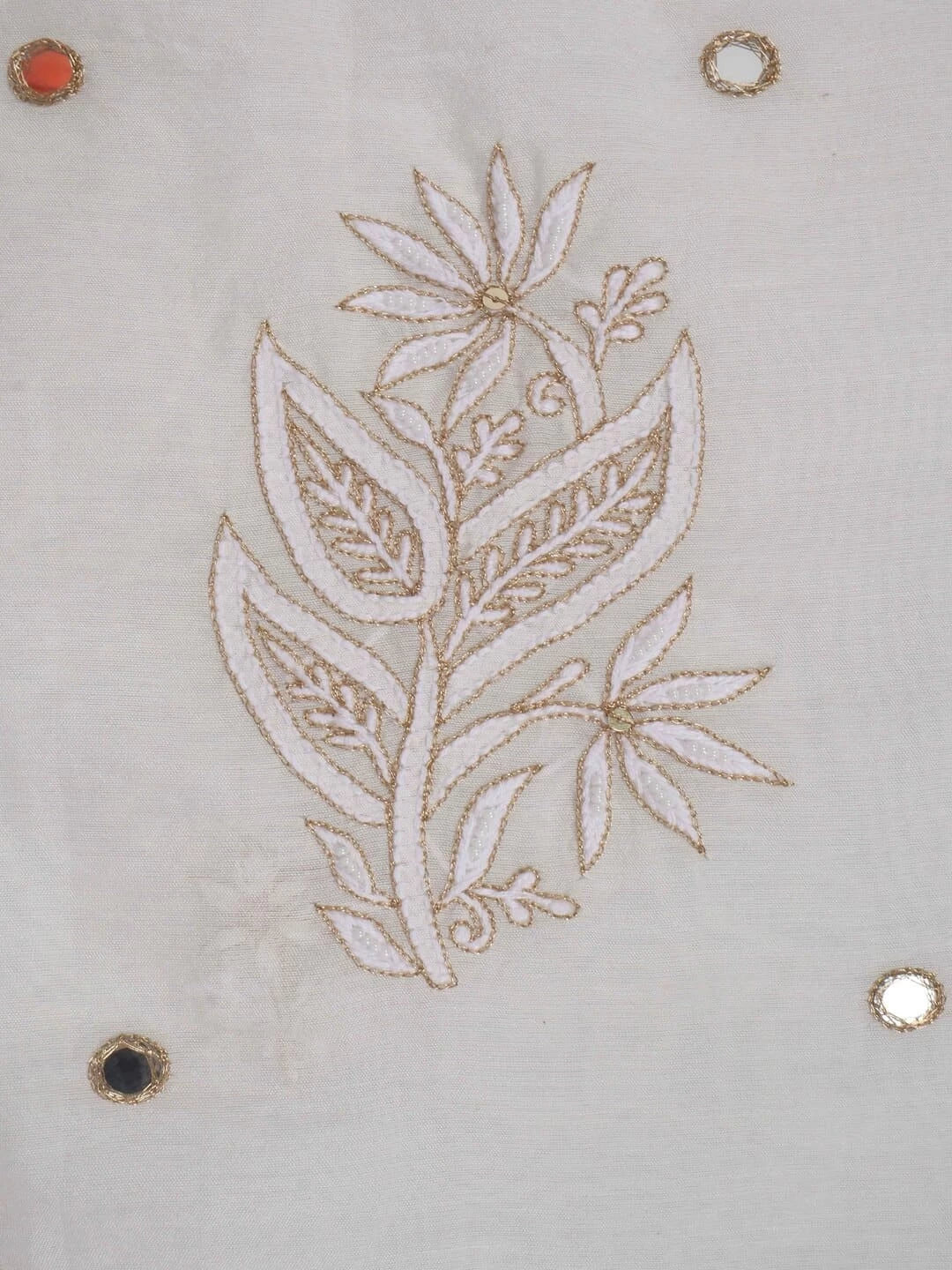 Ada Hand Embroidered Off White Chanderi Lucknowi Chikankari Unstitched Kurta Dupatta Set With Pearl Work 01A265092