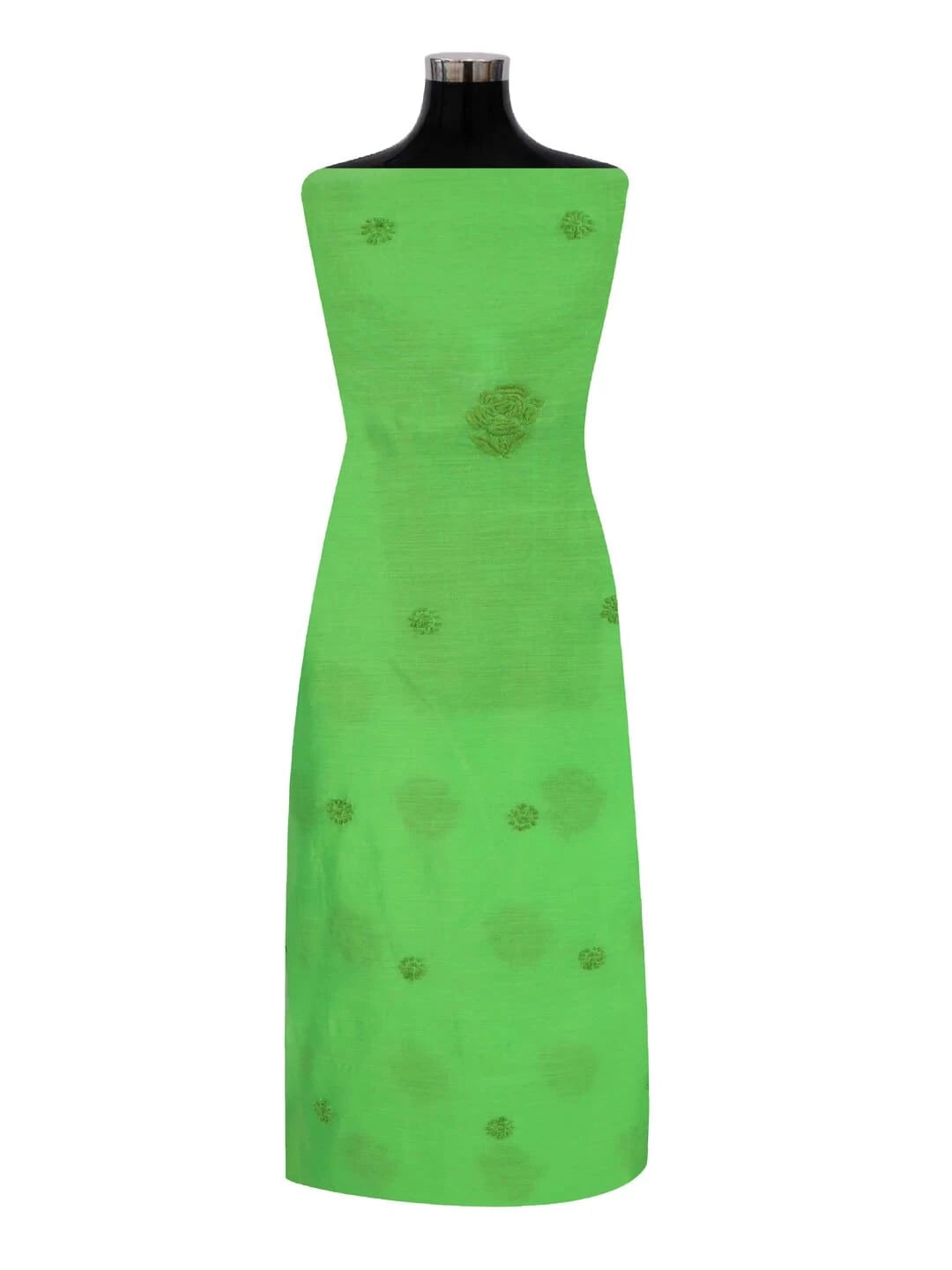 Ada Hand Embroidered Kelly Green Chanderi Lucknowi Chikankari Unstitched Kurta Dupatta Set 01A253908