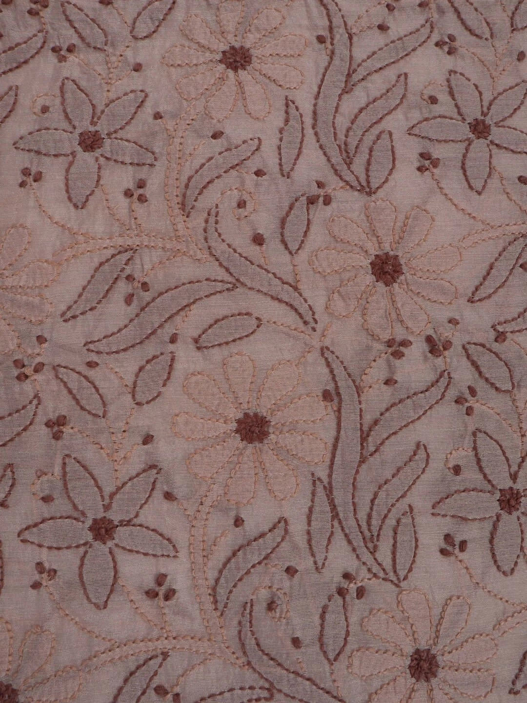 Ada Hand Embroidered Light Fawn Chanderi Lucknowi Chikankari Unstitched Kurta Dupatta Set 01A270922