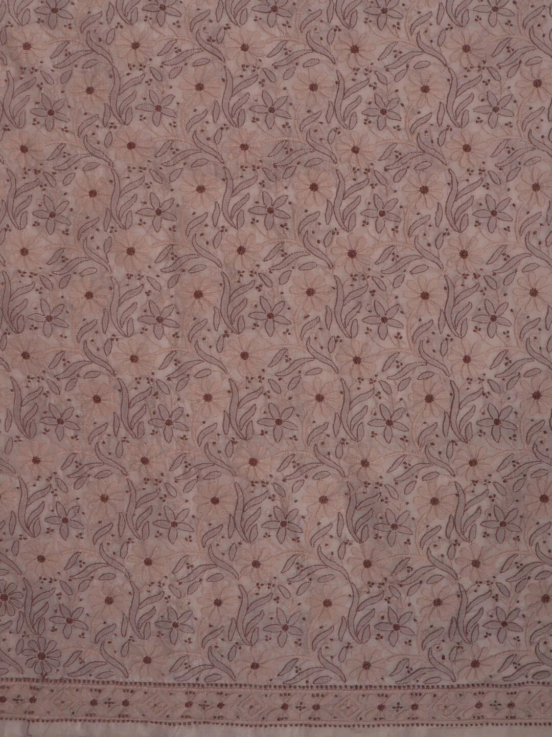 Ada Hand Embroidered Light Fawn Chanderi Lucknowi Chikankari Unstitched Kurta Dupatta Set 01A270922