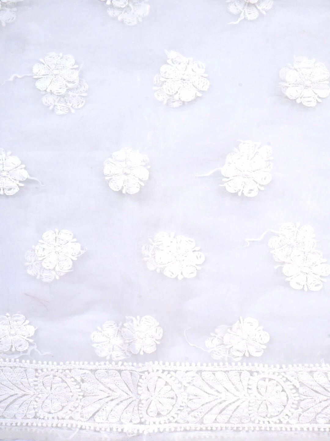 Ada Hand Embroidered White Organza Lucknowi Chikankari Unstitched Kurta Dupatta Set 01A270926