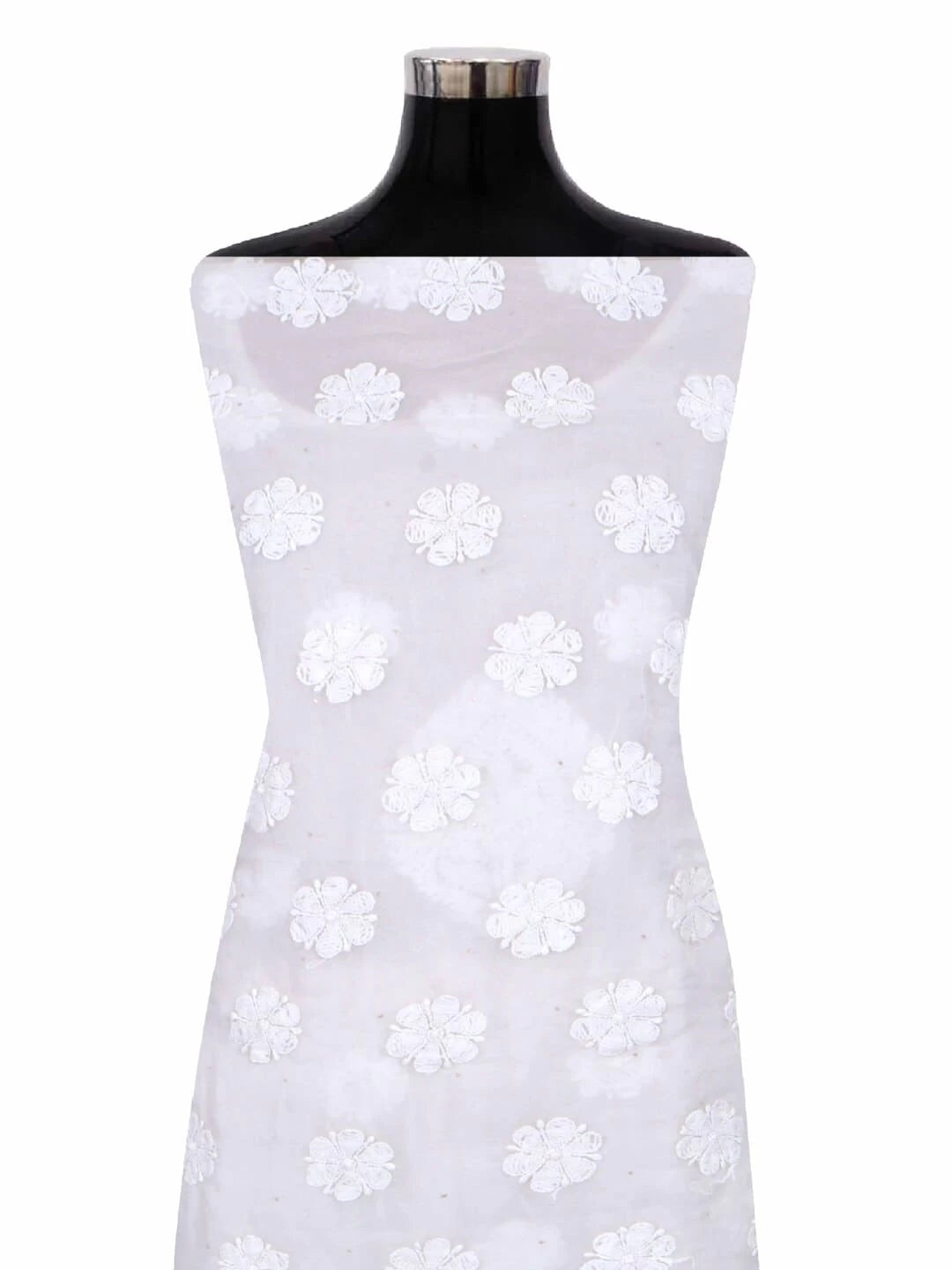 Ada Hand Embroidered White Organza Lucknowi Chikankari Unstitched Kurta Dupatta Set 01A270926