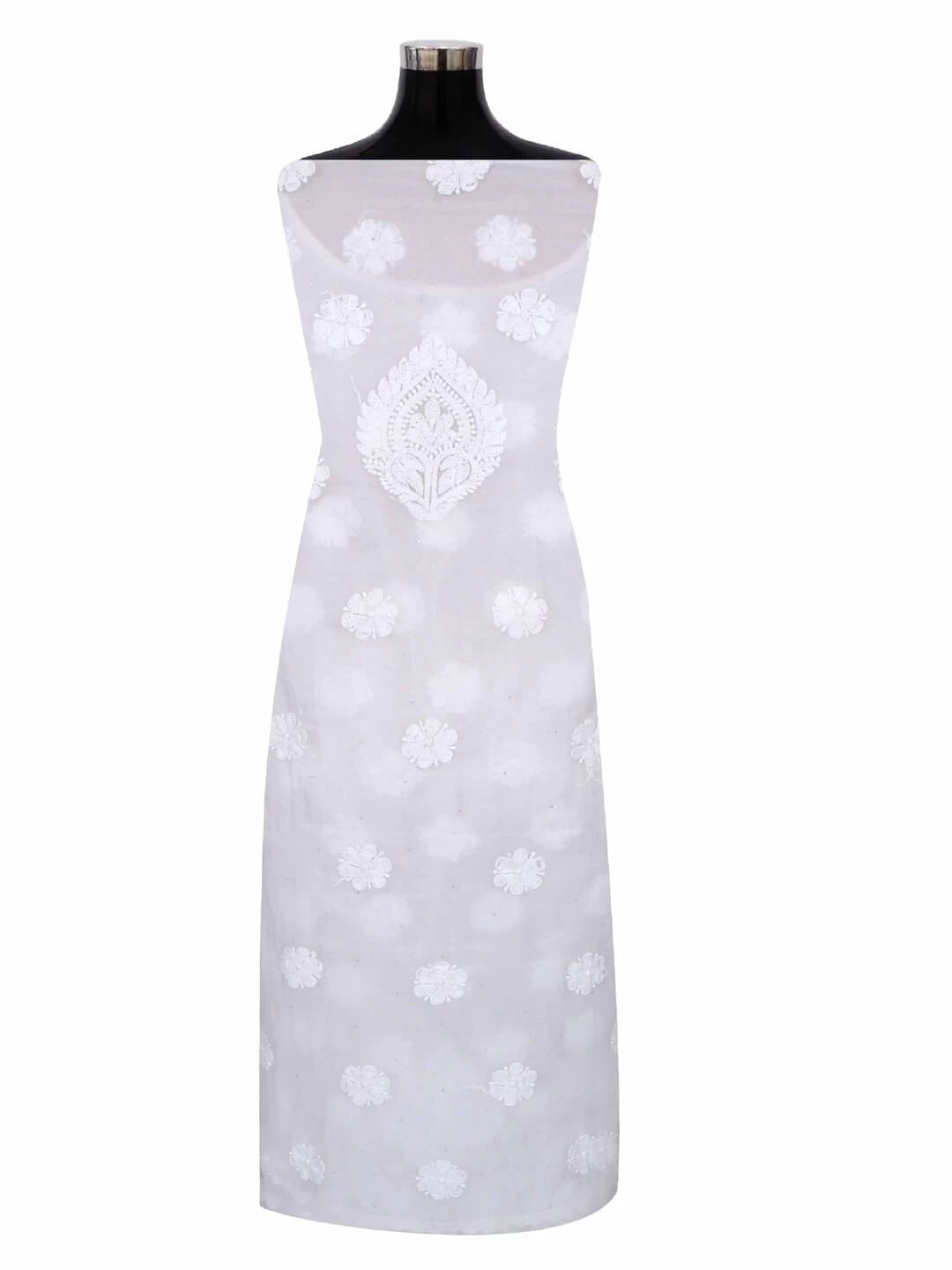 Ada Hand Embroidered White Organza Lucknowi Chikankari Unstitched Kurta Dupatta Set 01A270926