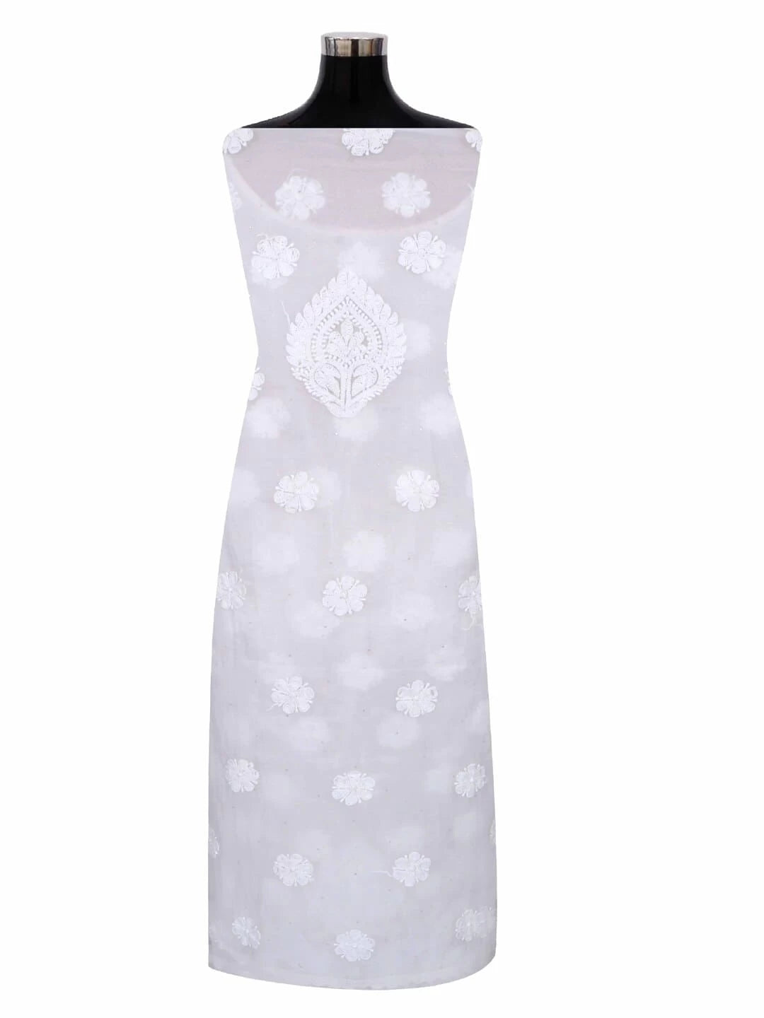 Ada Hand Embroidered White Organza Lucknowi Chikankari Unstitched Kurta Dupatta Set 01A270926