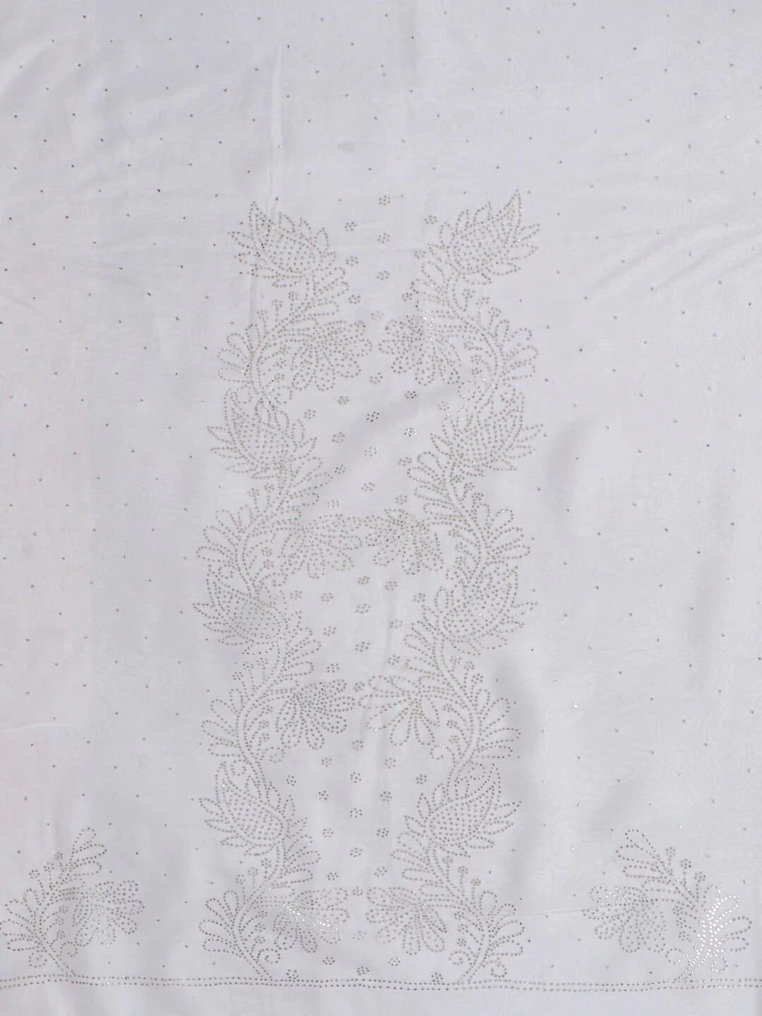 Ada Hand Embroidered White Organza Lucknowi Chikankari Unstitched Kurta Dupatta Set With Muqaish Work 01A202898