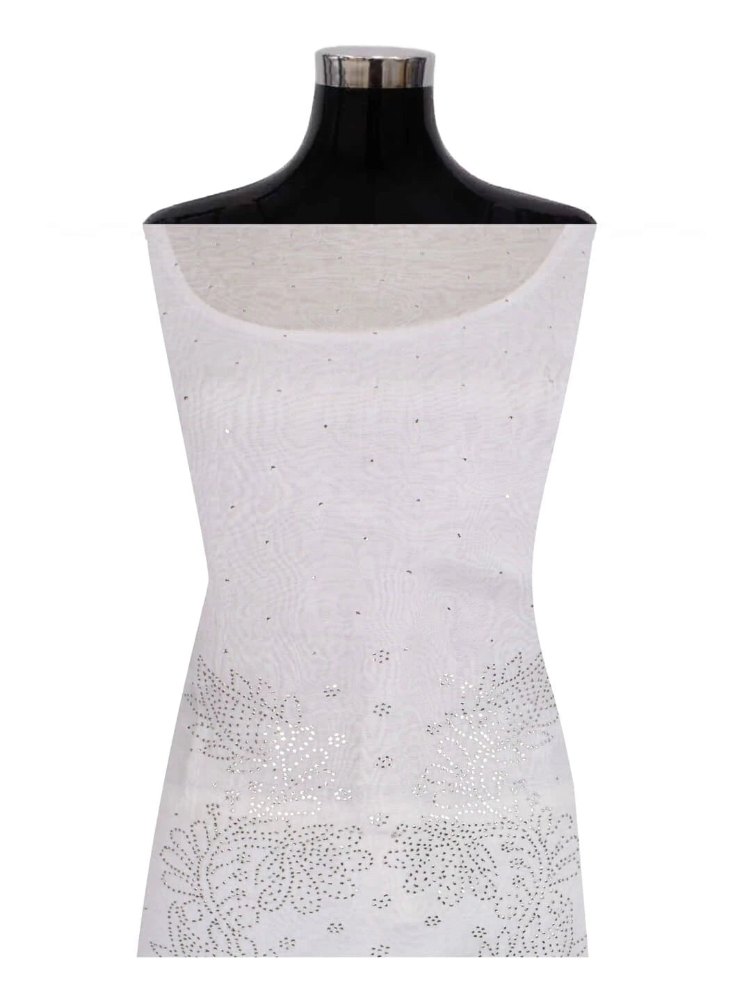 Ada Hand Embroidered White Organza Lucknowi Chikankari Unstitched Kurta Dupatta Set With Muqaish Work 01A202898