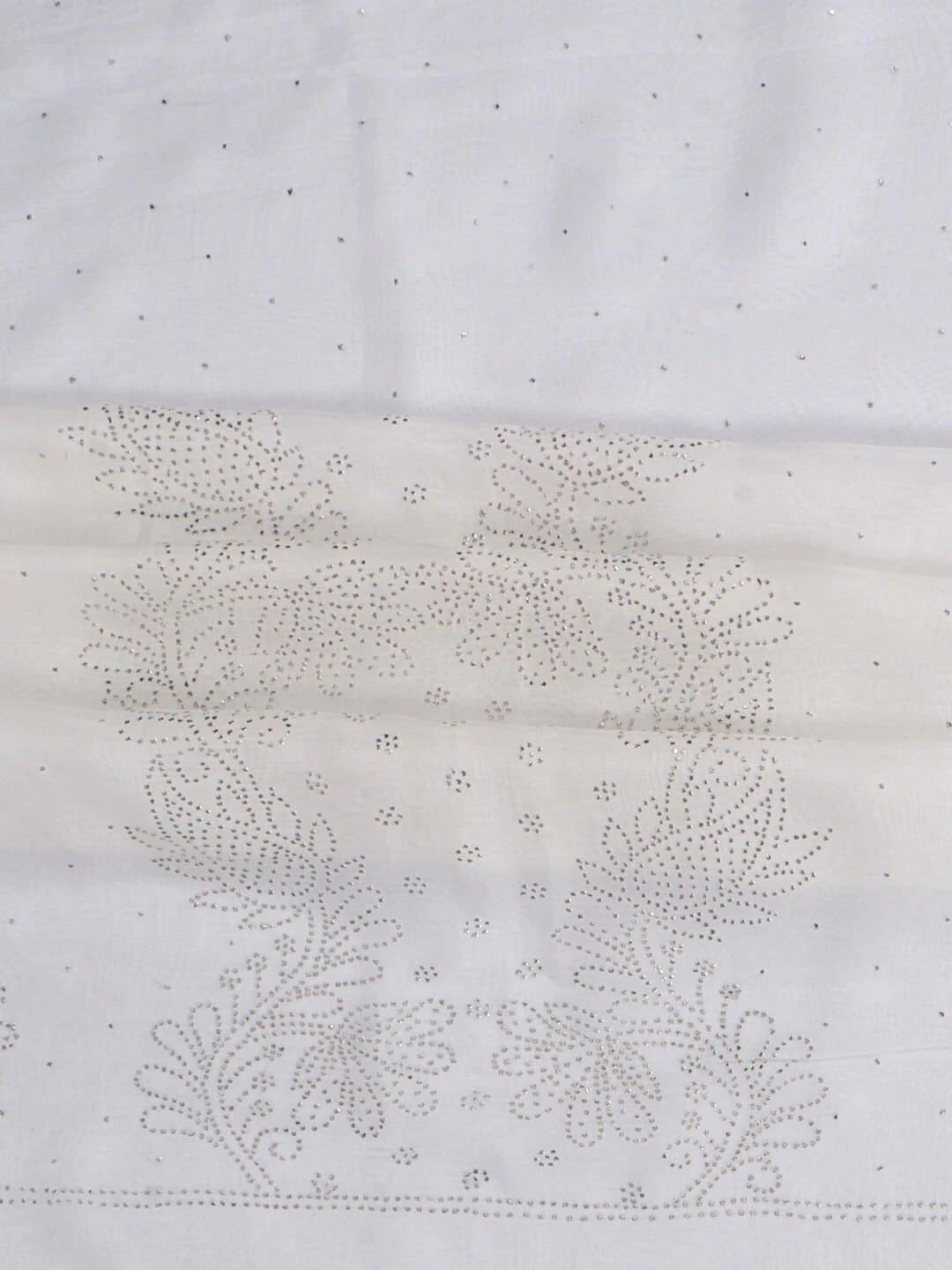Ada Hand Embroidered White Organza Lucknowi Chikankari Unstitched Kurta Dupatta Set With Muqaish Work 01A202898