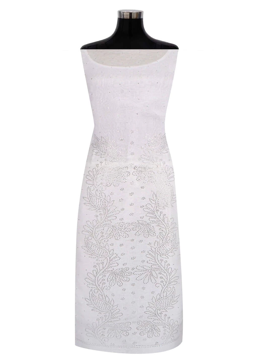Ada Hand Embroidered White Organza Lucknowi Chikankari Unstitched Kurta Dupatta Set With Muqaish Work 01A202898