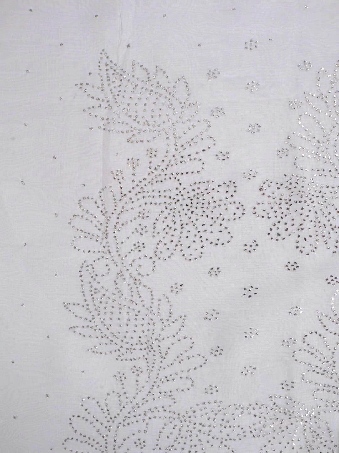 Ada Hand Embroidered White Organza Lucknowi Chikankari Unstitched Kurta Dupatta Set With Muqaish Work 01A202898