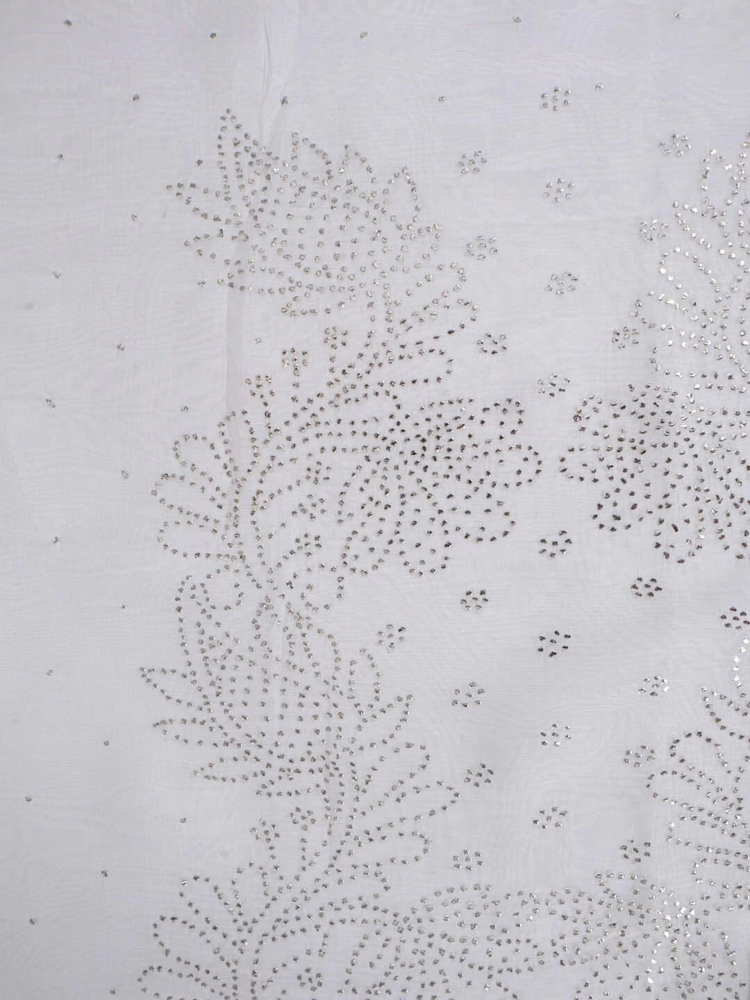 Ada Hand Embroidered White Organza Lucknowi Chikankari Unstitched Kurta Dupatta Set With Muqaish Work 01A202898
