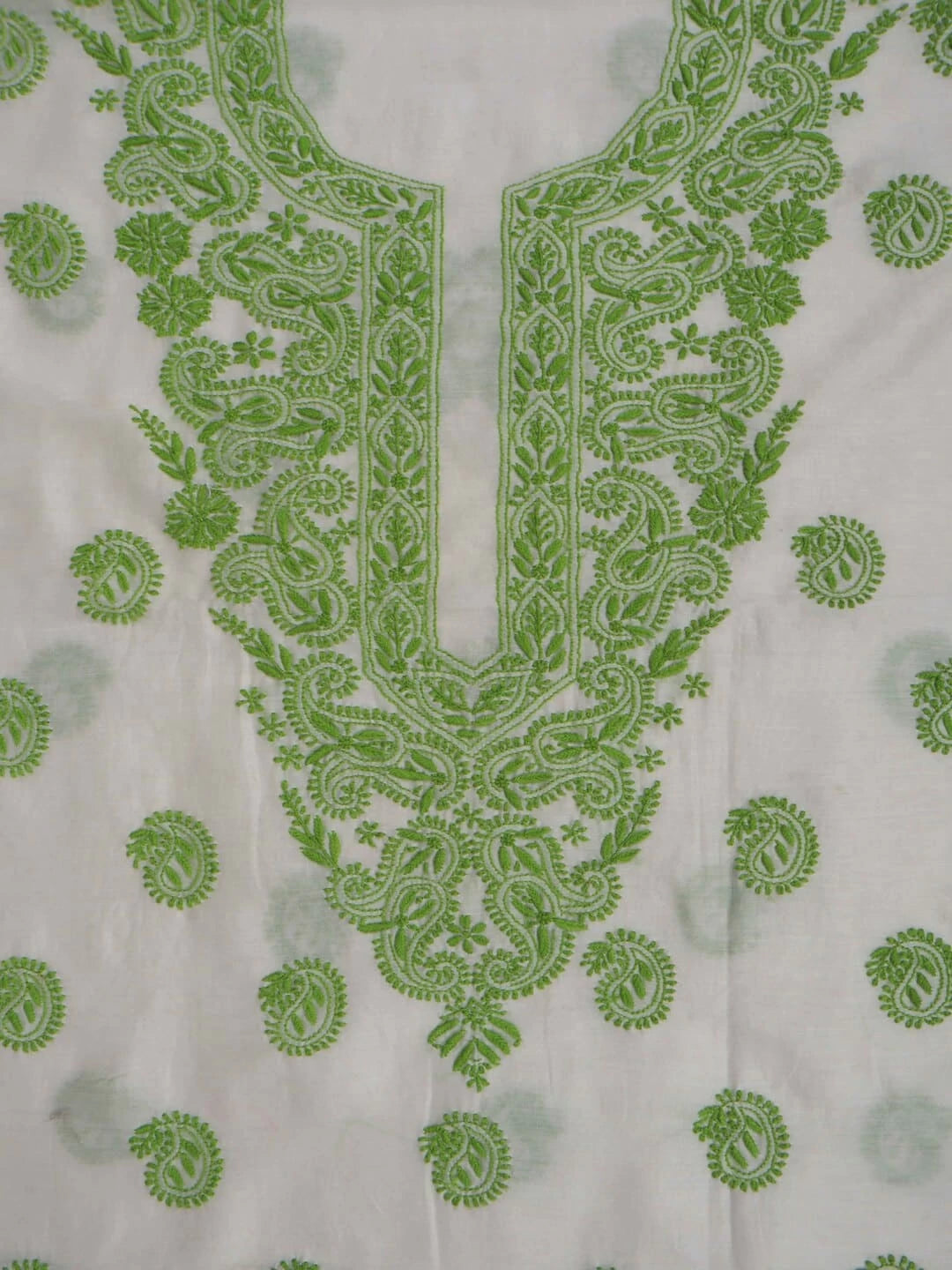 Ada Hand Embroidered Off White Chanderi Lucknowi Chikankari Unstitched Kurta Dupatta Set 01A99849