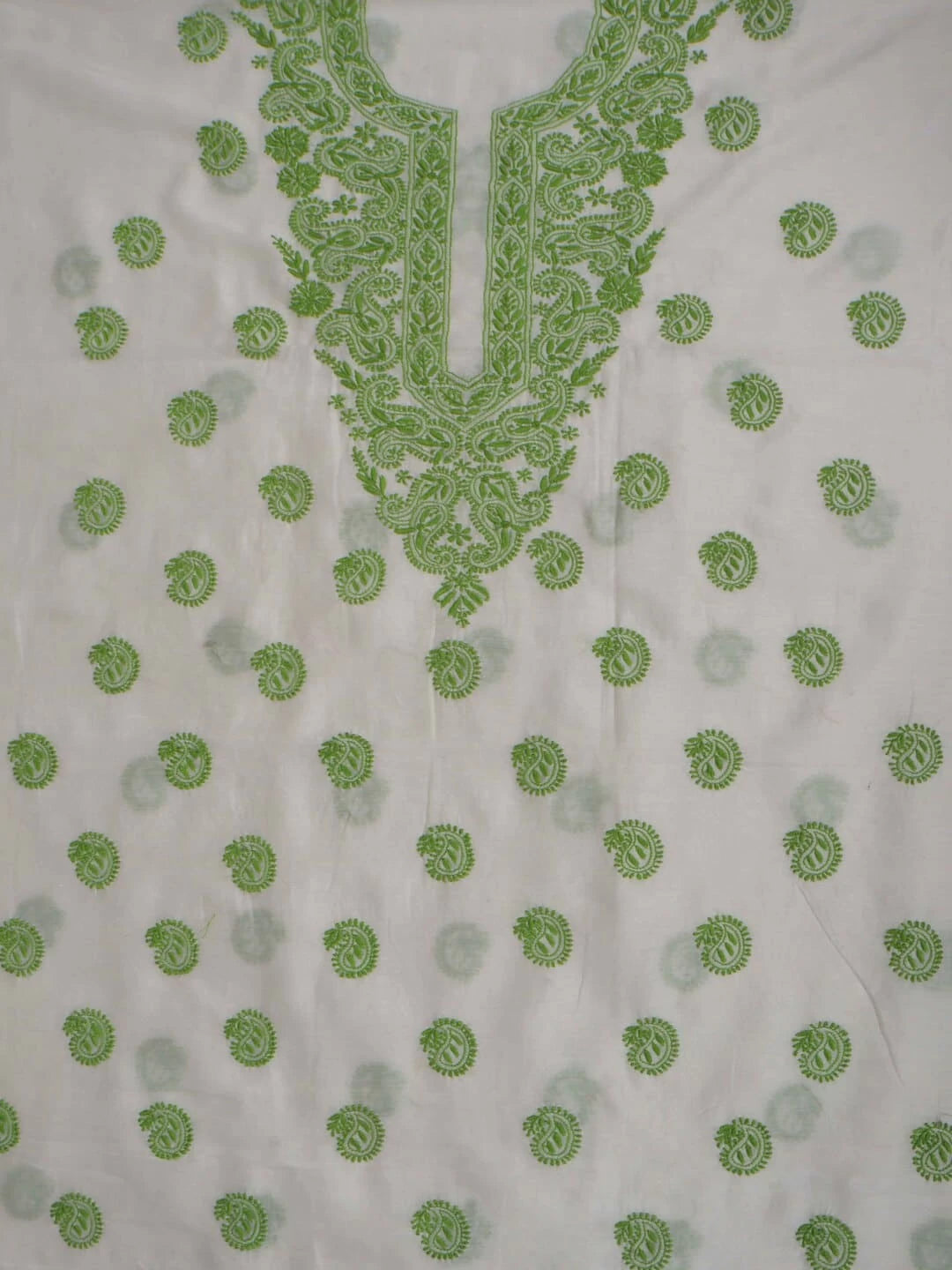 Ada Hand Embroidered Off White Chanderi Lucknowi Chikankari Unstitched Kurta Dupatta Set 01A99849