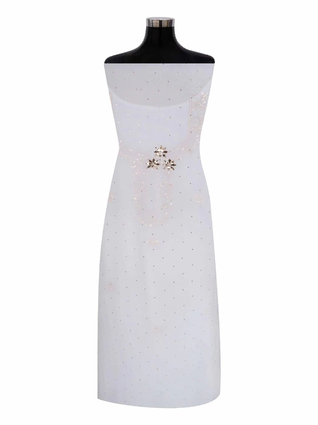 Ada Hand Embroidered White Georgette Lucknowi Chikankari Unstitched Kurta Dupatta Set with Muqaish Work 01A248615