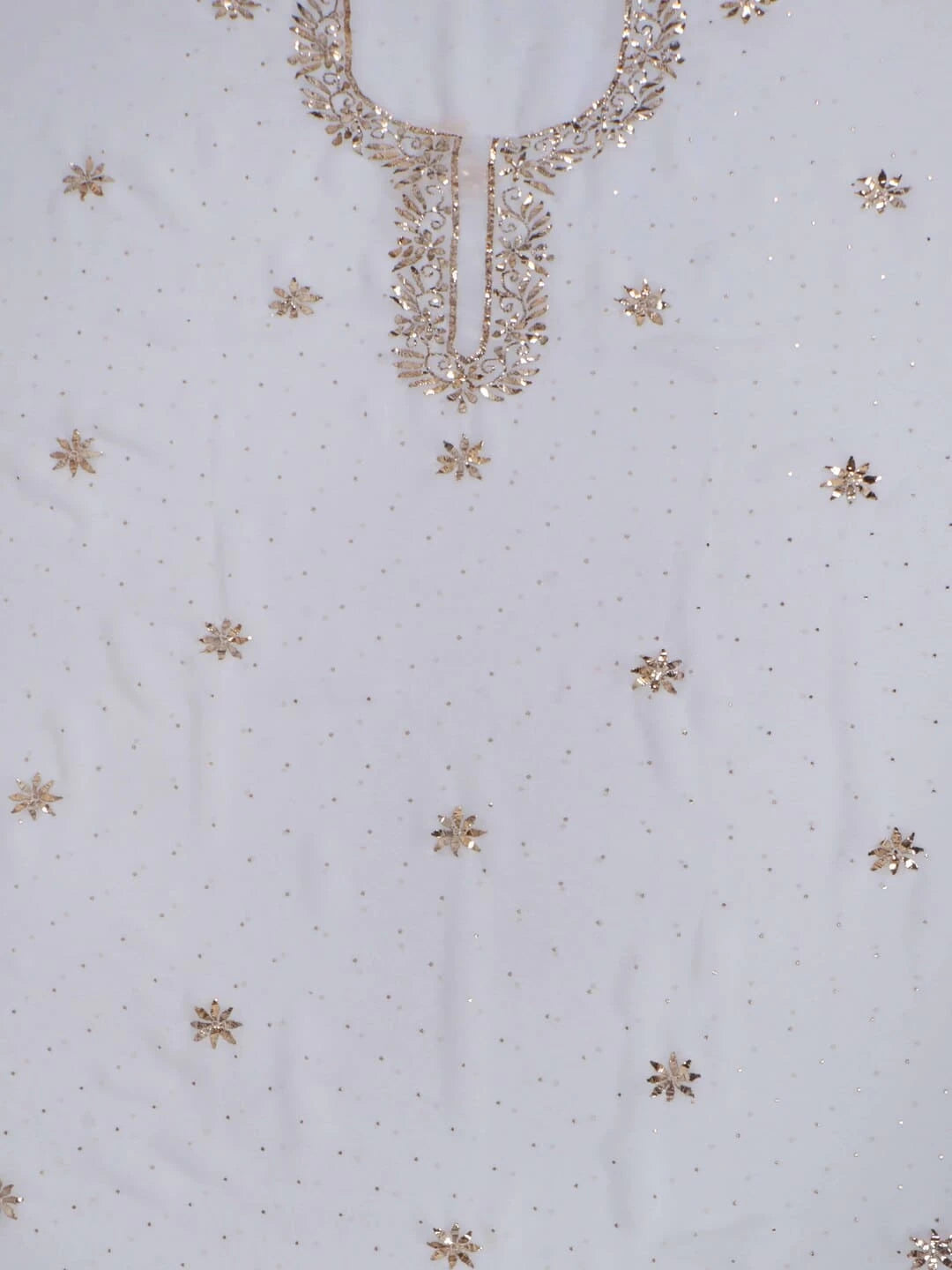 Ada Hand Embroidered White Georgette Lucknowi Chikankari Unstitched Kurta Dupatta Set with Muqaish Work 01A248615