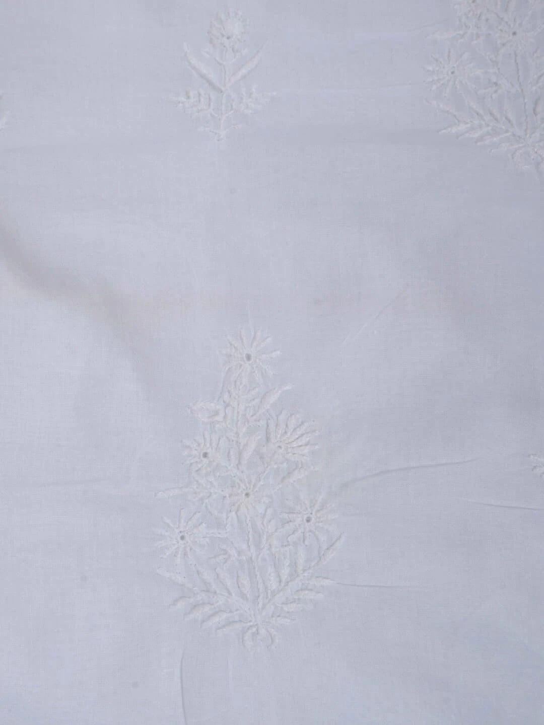 Ada Hand Embroidered White Cotton Lucknowi Chikankari Unstitched Kurta Dupatta Set With Parsi Work 01A156929
