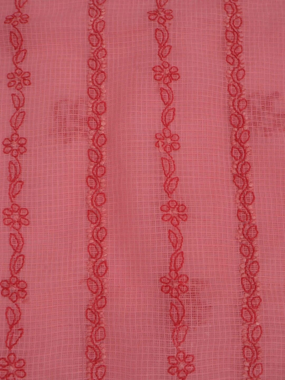 Ada Hand Embroidered Carrot Pink Kota Lucknowi Chikankari Unstitched Kurta Dupatta Set 01A222118