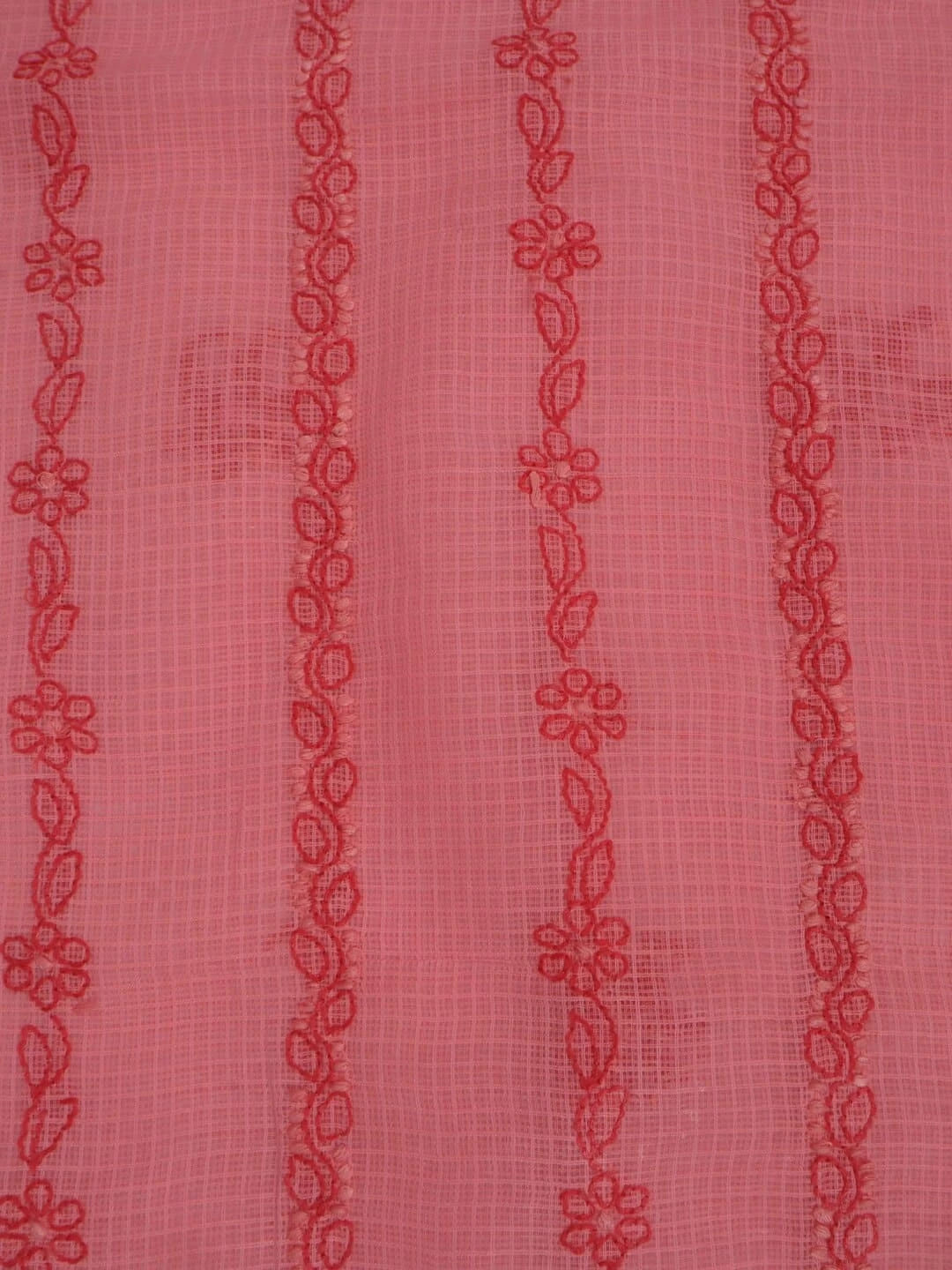 Ada Hand Embroidered Carrot Pink Kota Lucknowi Chikankari Unstitched Kurta Dupatta Set 01A222118