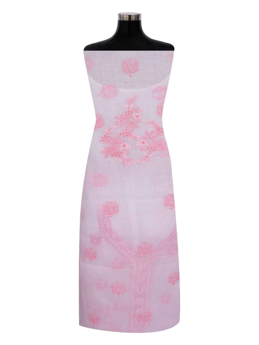 Ada Hand Embroidered Baby Pink Kota Lucknowi Chikankari Unstitched Kurta Dupatta Set A596933