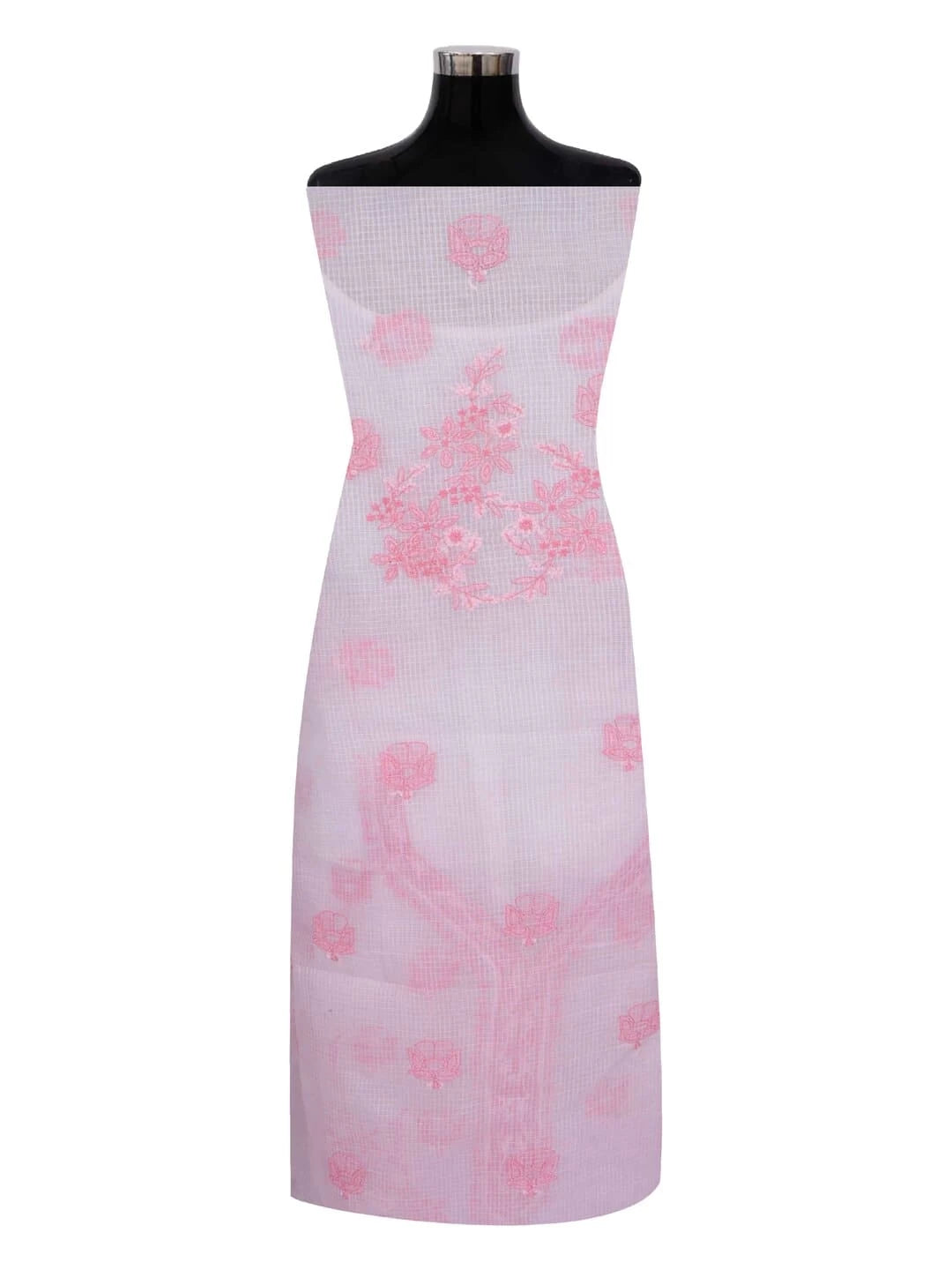 Ada Hand Embroidered Baby Pink Kota Lucknowi Chikankari Unstitched Kurta Dupatta Set A596933