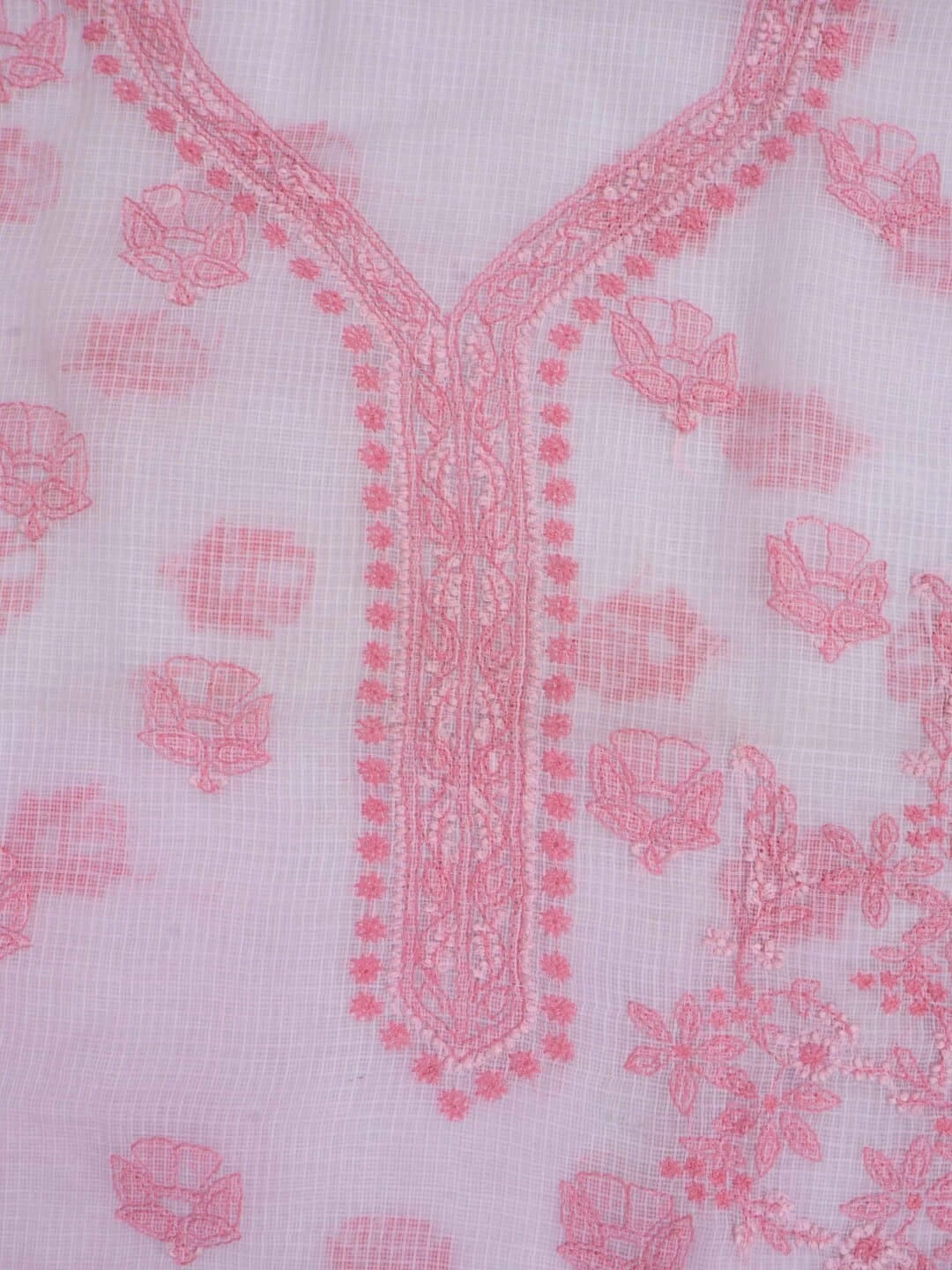 Ada Hand Embroidered Baby Pink Kota Lucknowi Chikankari Unstitched Kurta Dupatta Set A596933