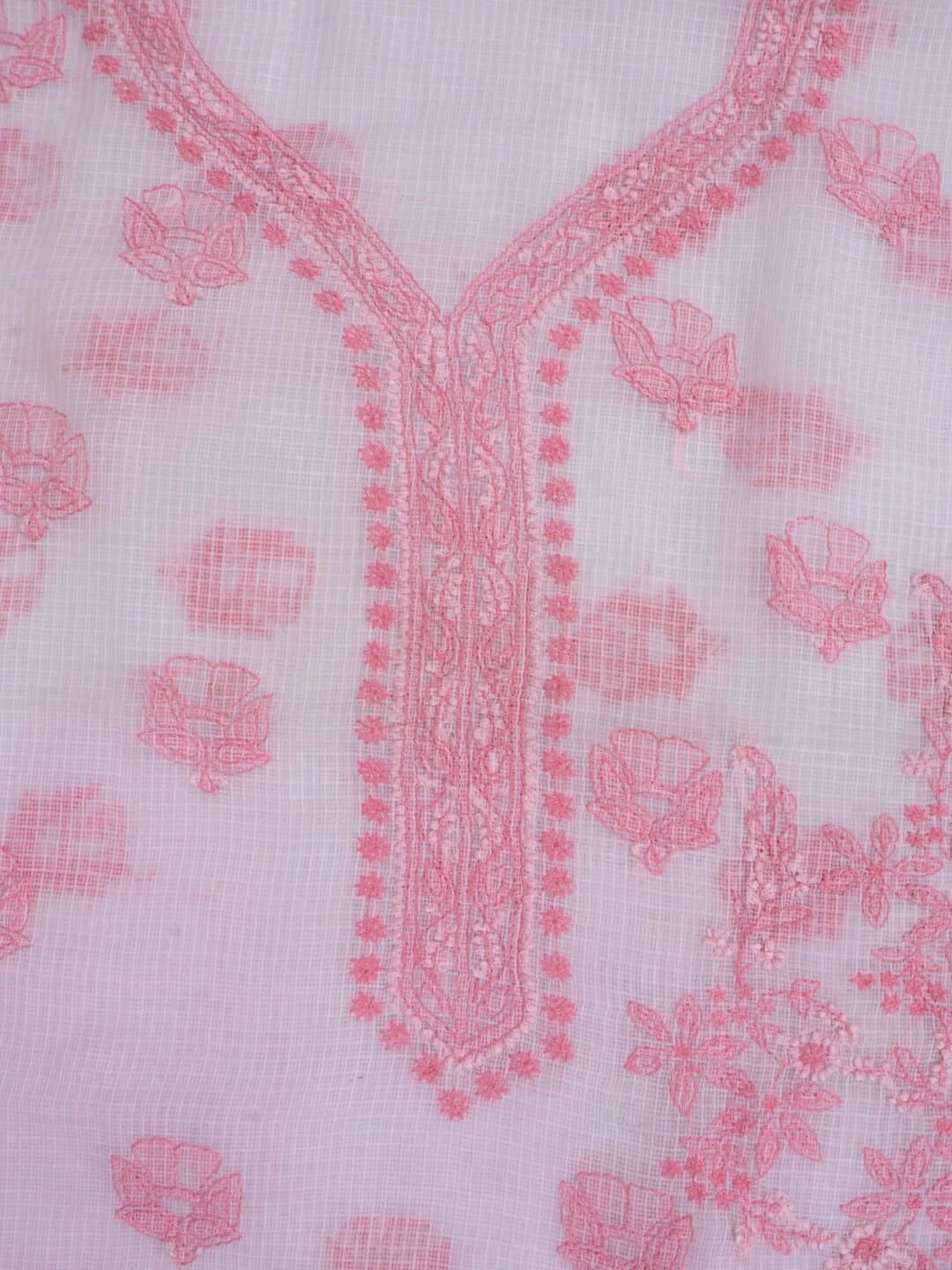 Ada Hand Embroidered Baby Pink Kota Lucknowi Chikankari Unstitched Kurta Dupatta Set A596933