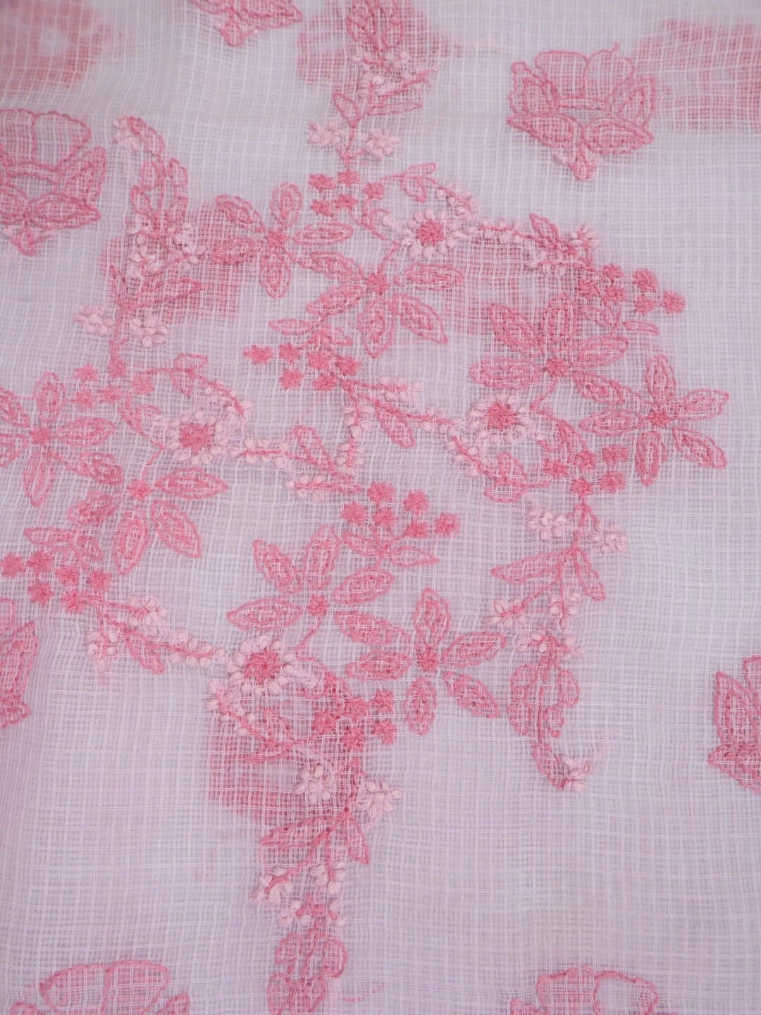 Ada Hand Embroidered Baby Pink Kota Lucknowi Chikankari Unstitched Kurta Dupatta Set A596933