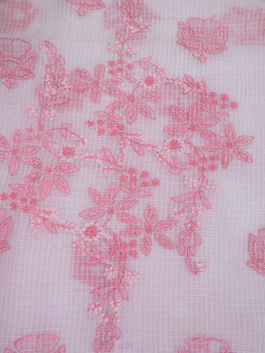 Ada Hand Embroidered Baby Pink Kota Lucknowi Chikankari Unstitched Kurta Dupatta Set A596933