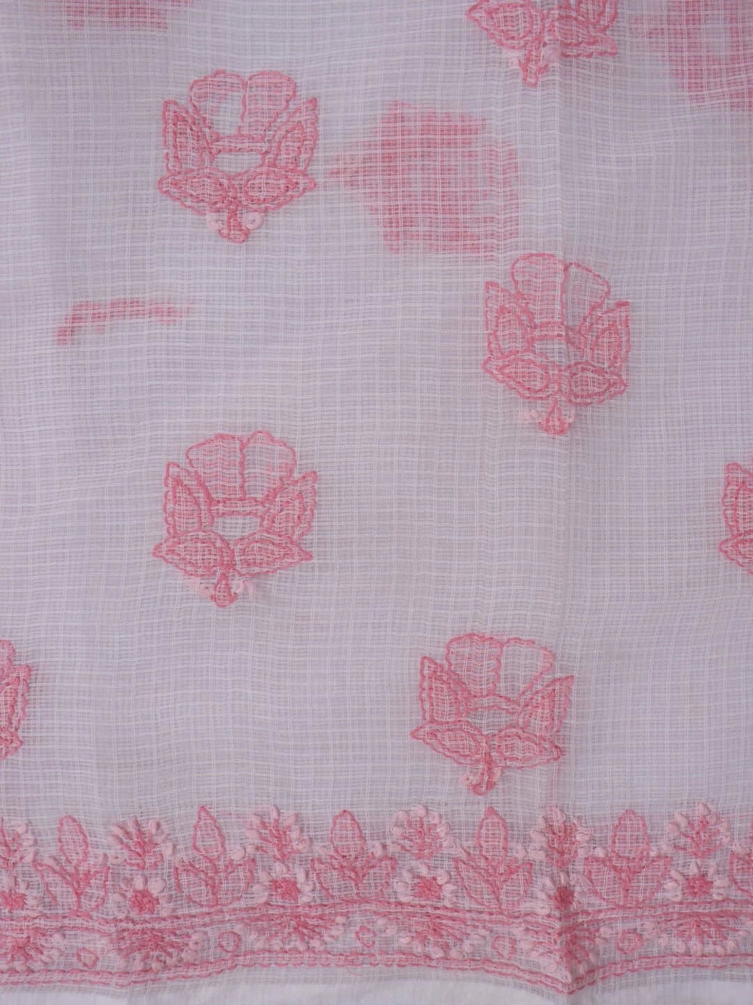 Ada Hand Embroidered Baby Pink Kota Lucknowi Chikankari Unstitched Kurta Dupatta Set A596933