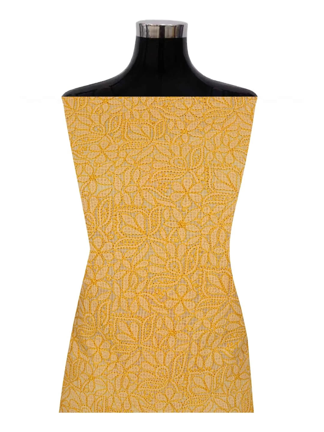 Ada Hand Embroidered Peach Orange Kota Lucknowi Chikankari Unstitched Kurta Dupatta Set 01A211009