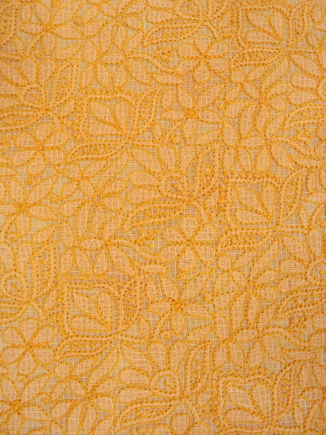 Ada Hand Embroidered Peach Orange Kota Lucknowi Chikankari Unstitched Kurta Dupatta Set 01A211009