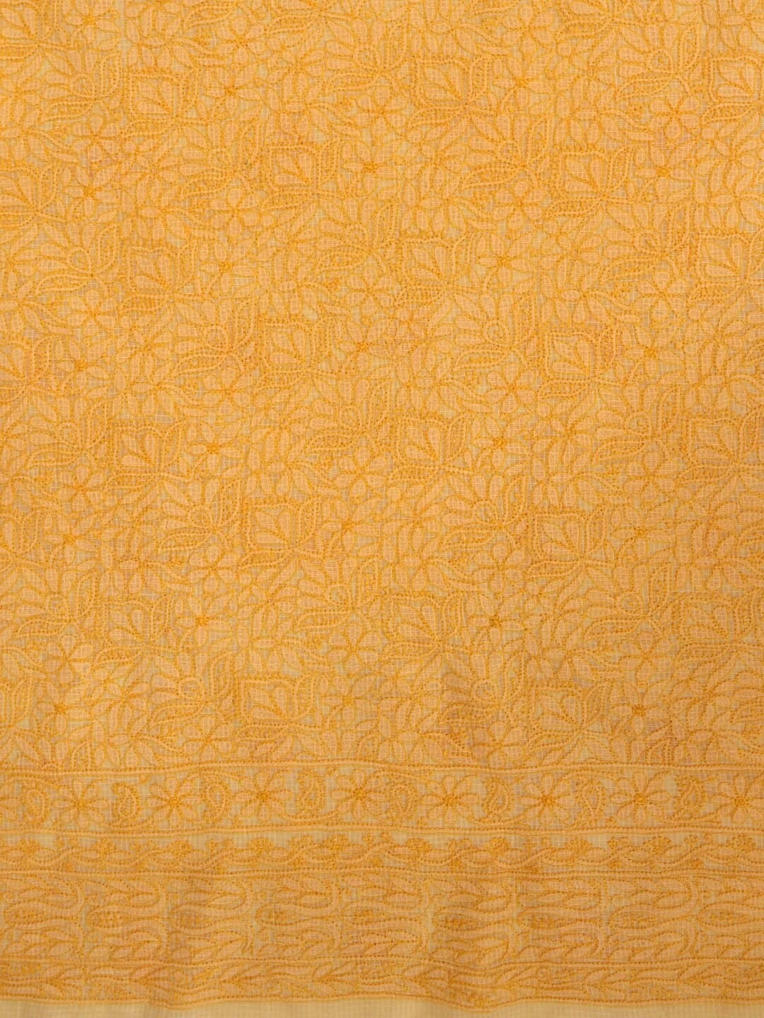Ada Hand Embroidered Peach Orange Kota Lucknowi Chikankari Unstitched Kurta Dupatta Set 01A211009