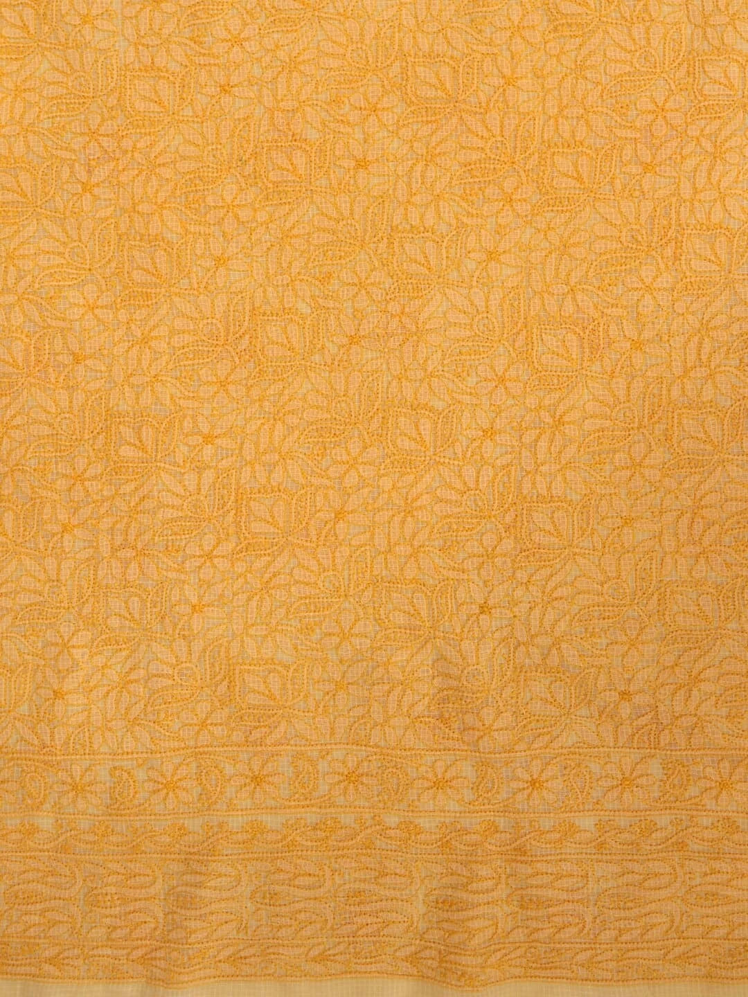 Ada Hand Embroidered Peach Orange Kota Lucknowi Chikankari Unstitched Kurta Dupatta Set 01A211009