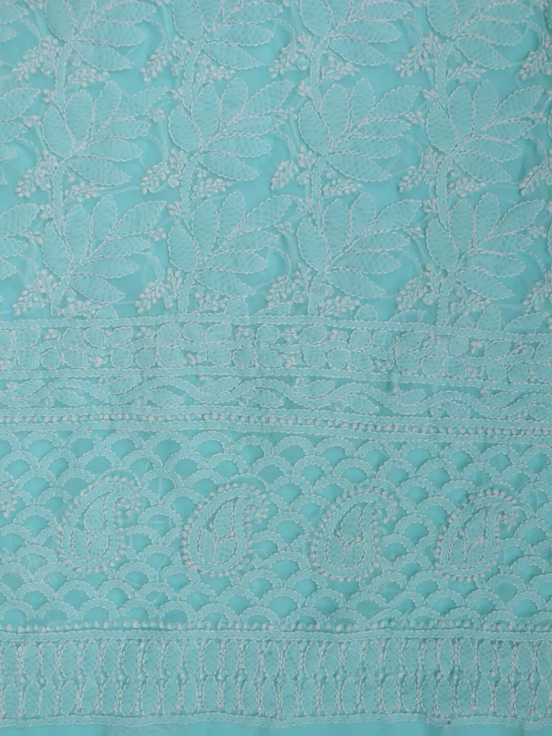 Ada Hand Embroidered Sea Green Georgette Lucknowi Chikankari Unstitched Kurta dupatta Set 01A220664