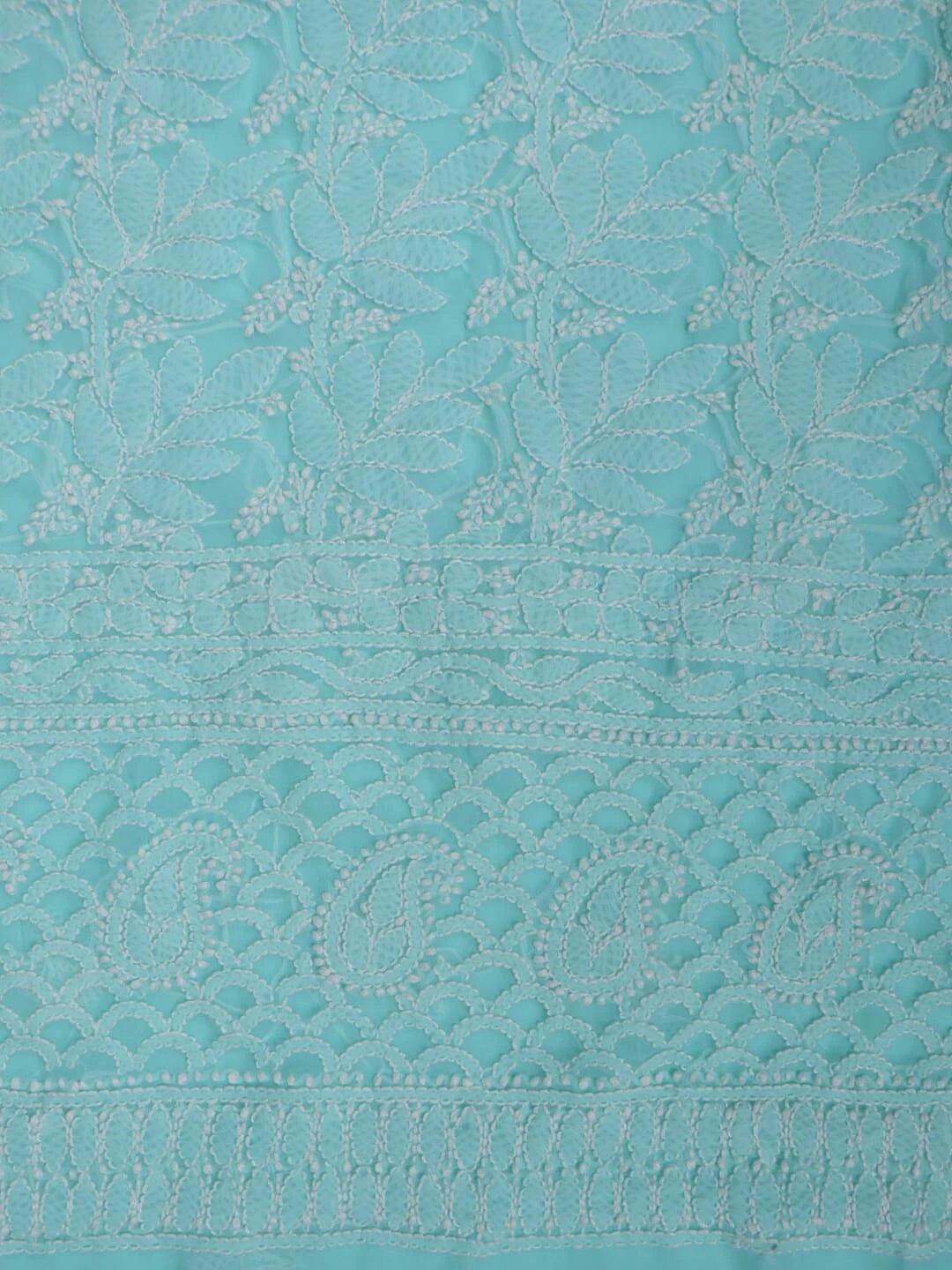 Ada Hand Embroidered Sea Green Georgette Lucknowi Chikankari Unstitched Kurta dupatta Set 01A220664