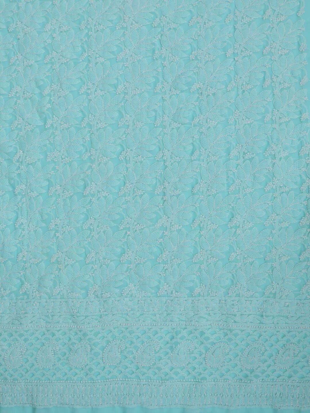 Ada Hand Embroidered Sea Green Georgette Lucknowi Chikankari Unstitched Kurta dupatta Set 01A220664