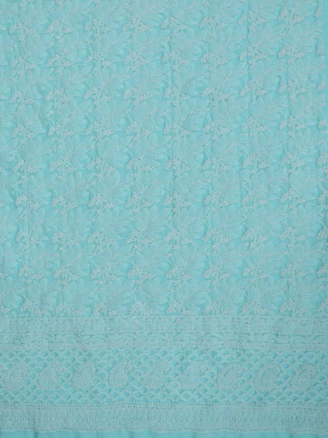 Ada Hand Embroidered Sea Green Georgette Lucknowi Chikankari Unstitched Kurta dupatta Set 01A220664