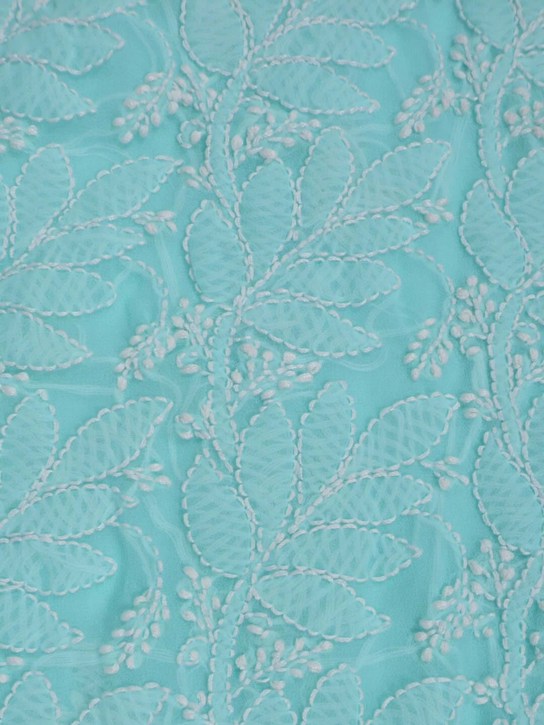 Ada Hand Embroidered Sea Green Georgette Lucknowi Chikankari Unstitched Kurta dupatta Set 01A220664