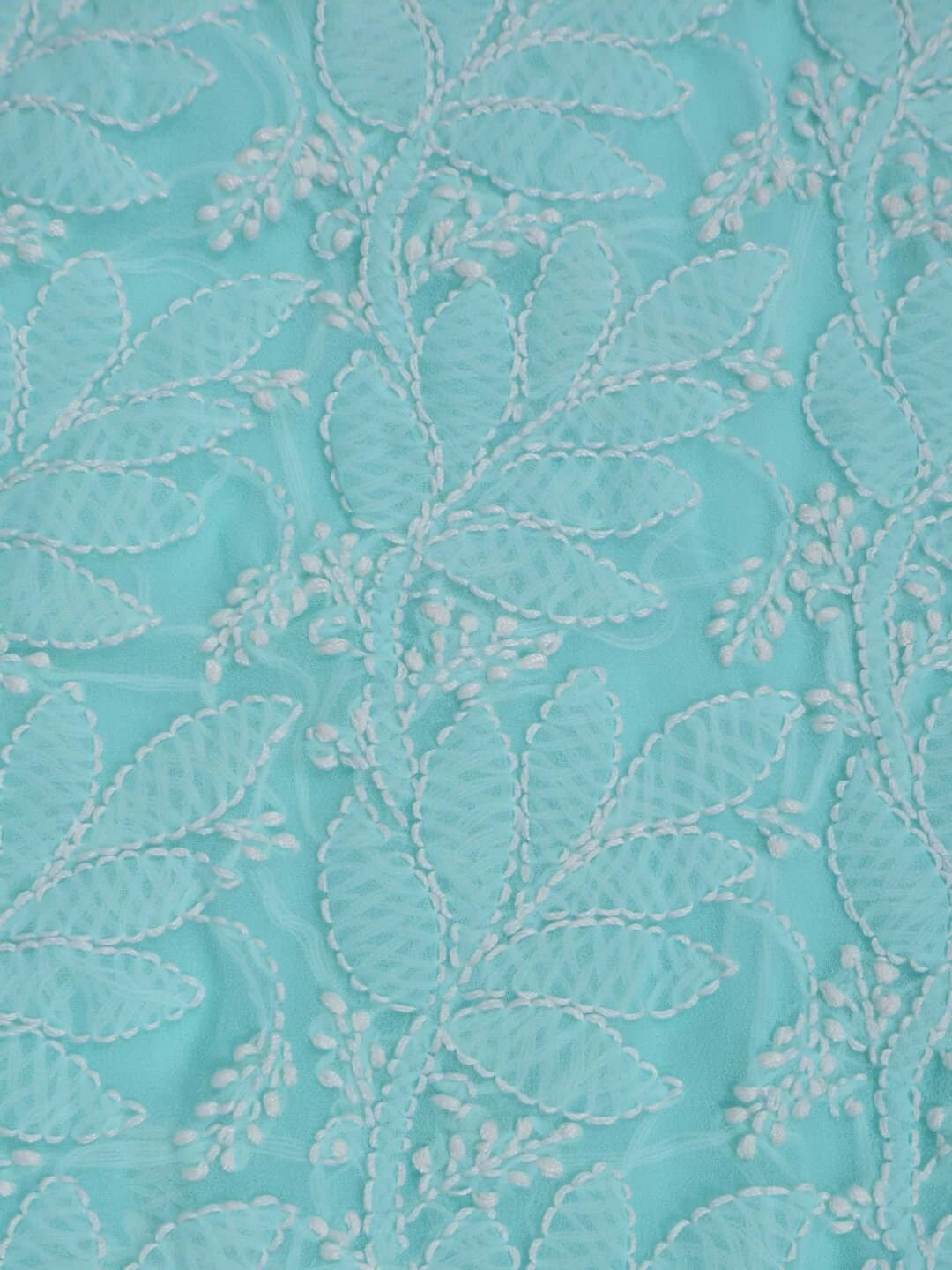 Ada Hand Embroidered Sea Green Georgette Lucknowi Chikankari Unstitched Kurta dupatta Set 01A220664
