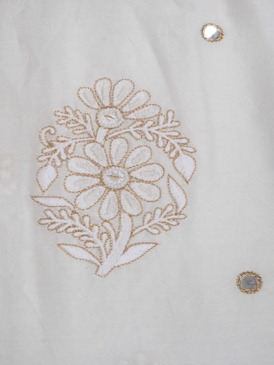 Ada Hand Embroidered Off White Chanderi Lucknowi Chikankari Unstitched Kurta Dupatta Set With Zari Work 01A149490