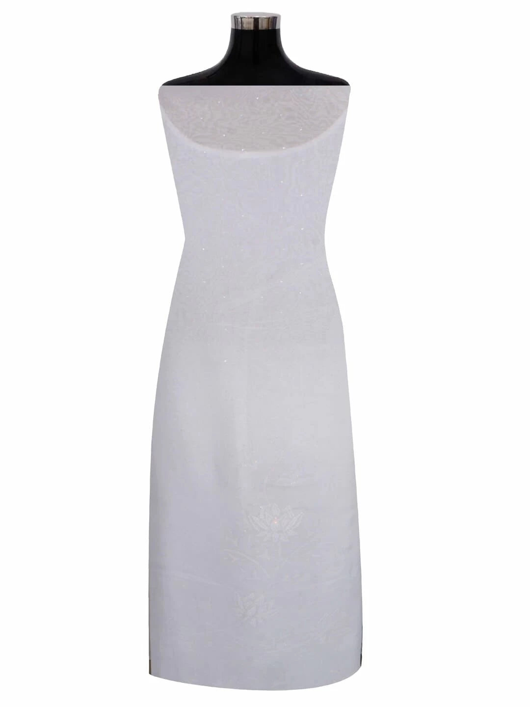 Ada Hand Embroidered White Organza Lucknowi Chikankari Unstitched Kurta Dupatta Set With Muqaish Work 01A191975