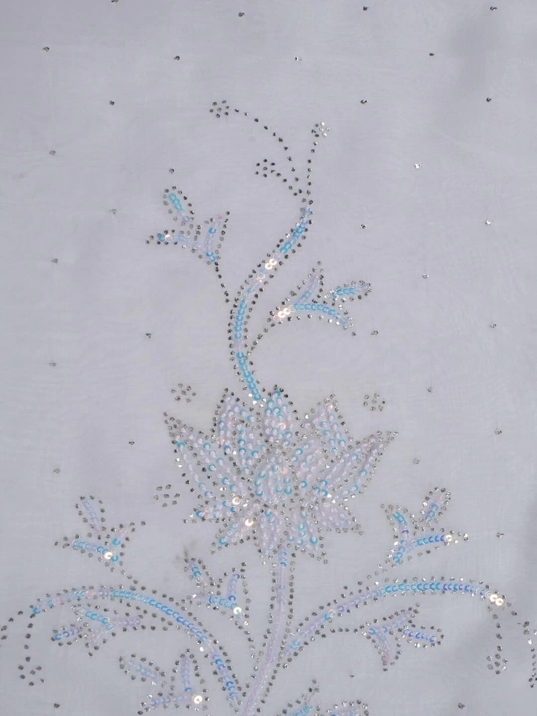 Ada Hand Embroidered White Organza Lucknowi Chikankari Unstitched Kurta Dupatta Set With Muqaish Work 01A191975