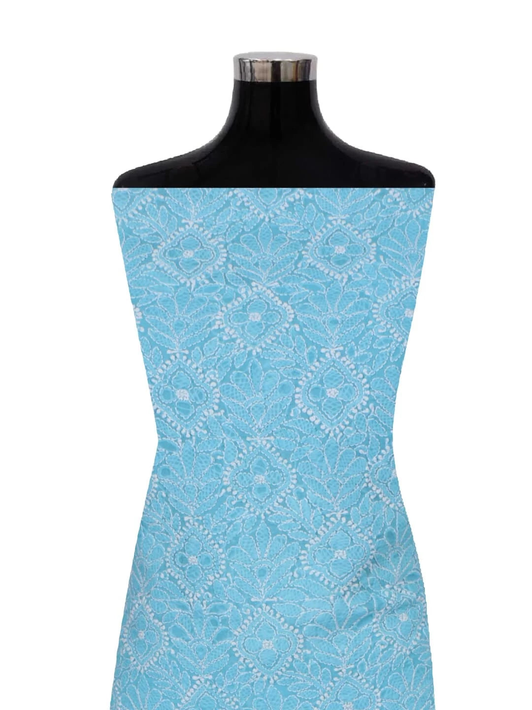 Ada Hand Embroidered Sky Blue Cotton Lucknowi Chikankari Unstitched Kurta Dupatta Set A297617