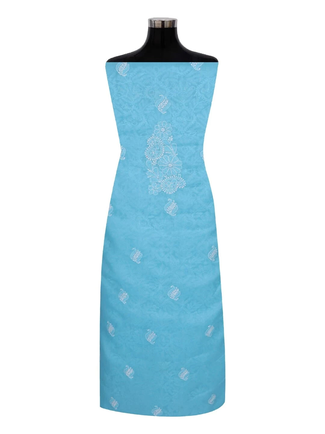 Ada Hand Embroidered Sky Blue Cotton Lucknowi Chikankari Unstitched Kurta Dupatta Set A297617